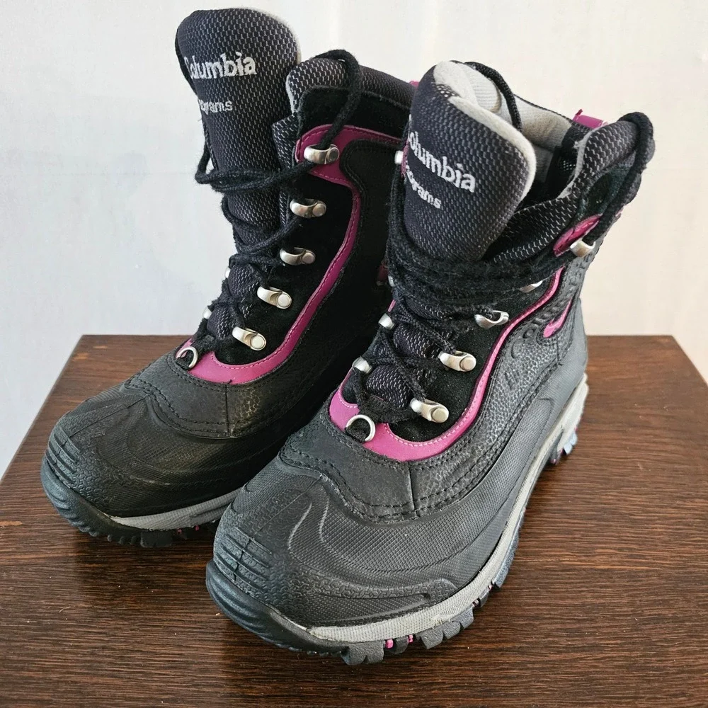 Columbia Omni-Heat 200g Waterproof Winter Snow Boots Black Pink Womens 6.5